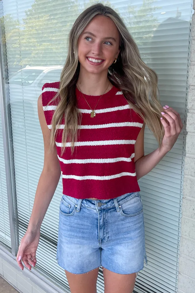 Love That For You Sweater Top-Burgundy/White
