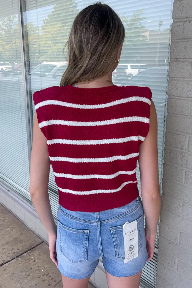 Love That For You Sweater Top-Burgundy/White
