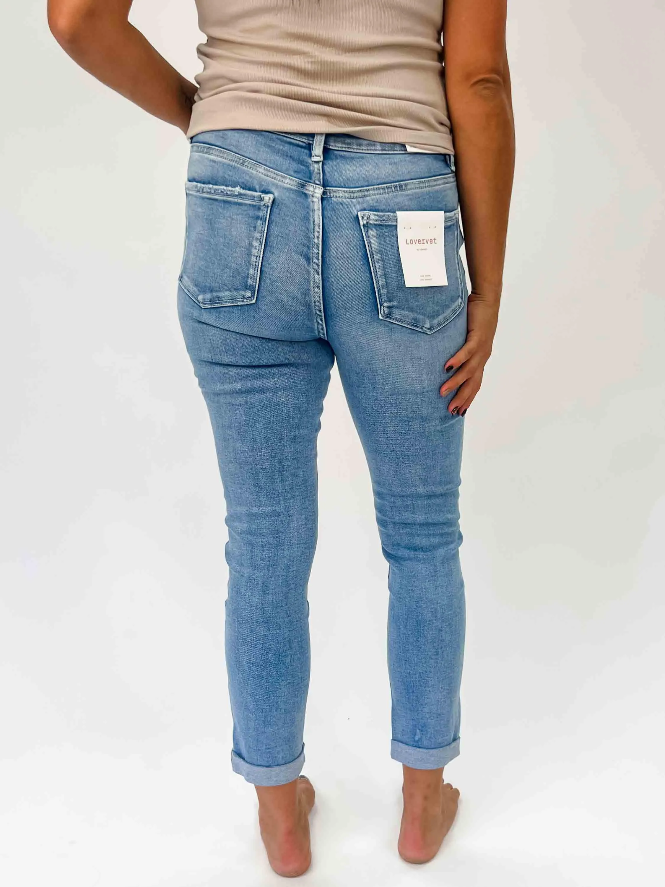 LOVERVET: High Rise Roll Up Skinny Jeans