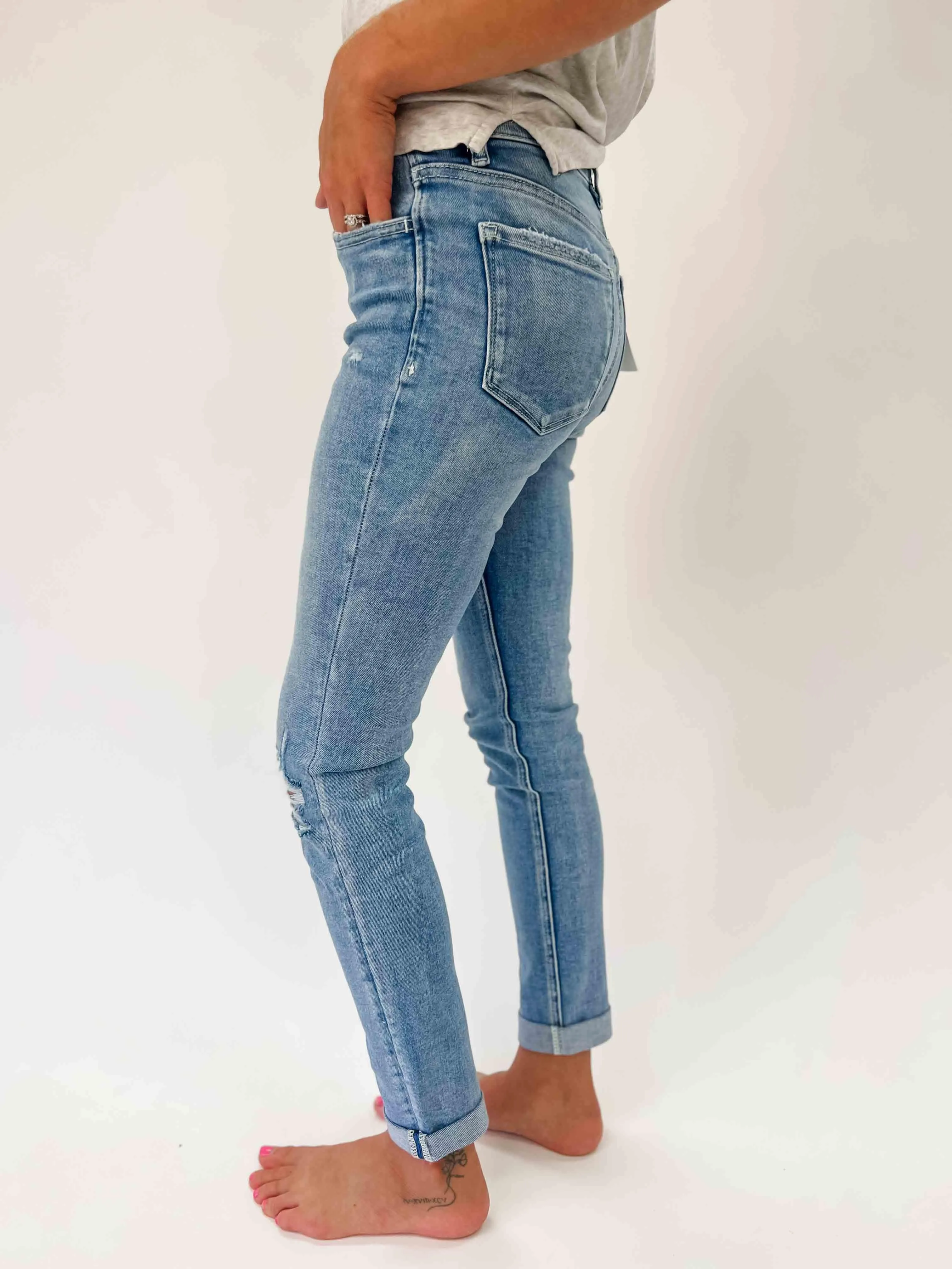 LOVERVET: High Rise Roll Up Skinny Jeans