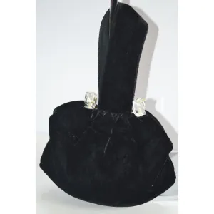 Lucite Trimmed Velvet Wrist Purse