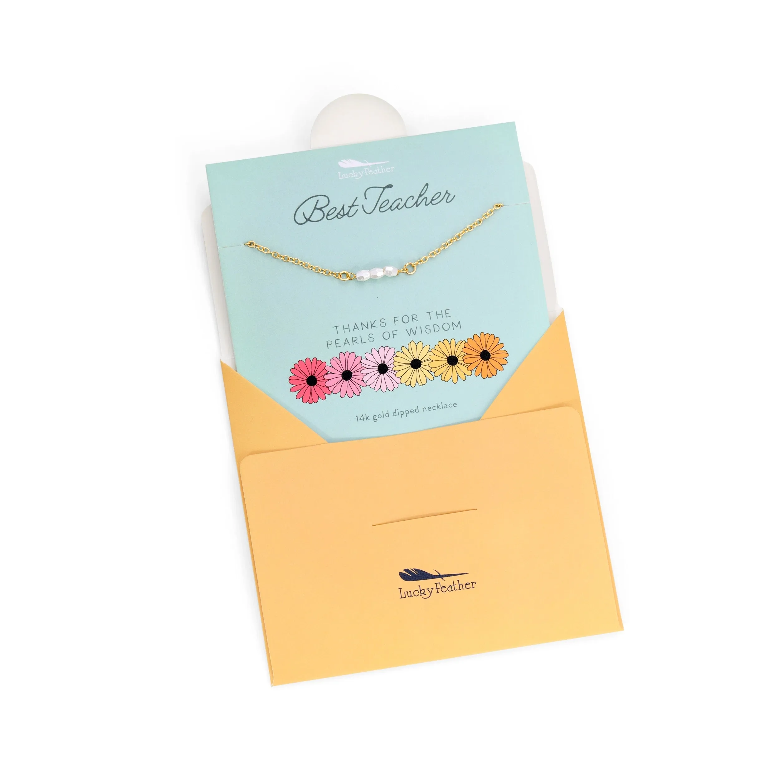 Lucky Feather Spring Celebrations Necklace - TEACHER - Pearl