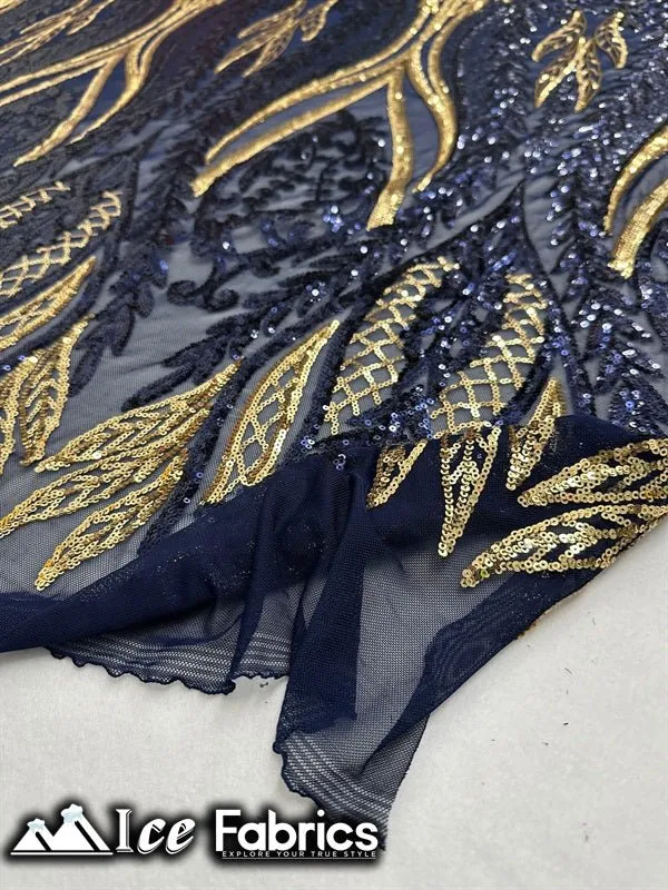 Lucy Damask Sequin Fabric on Spandex Mesh