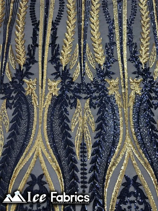 Lucy Damask Sequin Fabric on Spandex Mesh