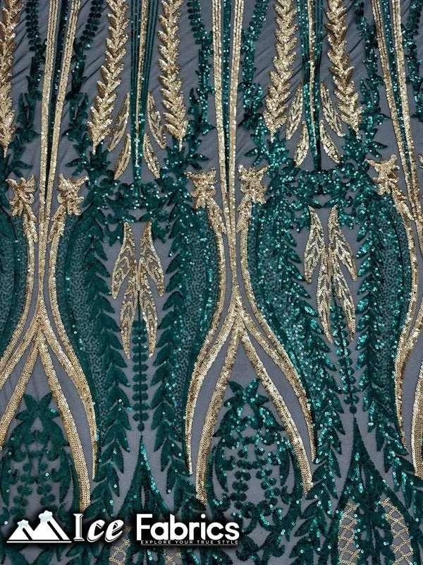 Lucy Damask Sequin Fabric on Spandex Mesh
