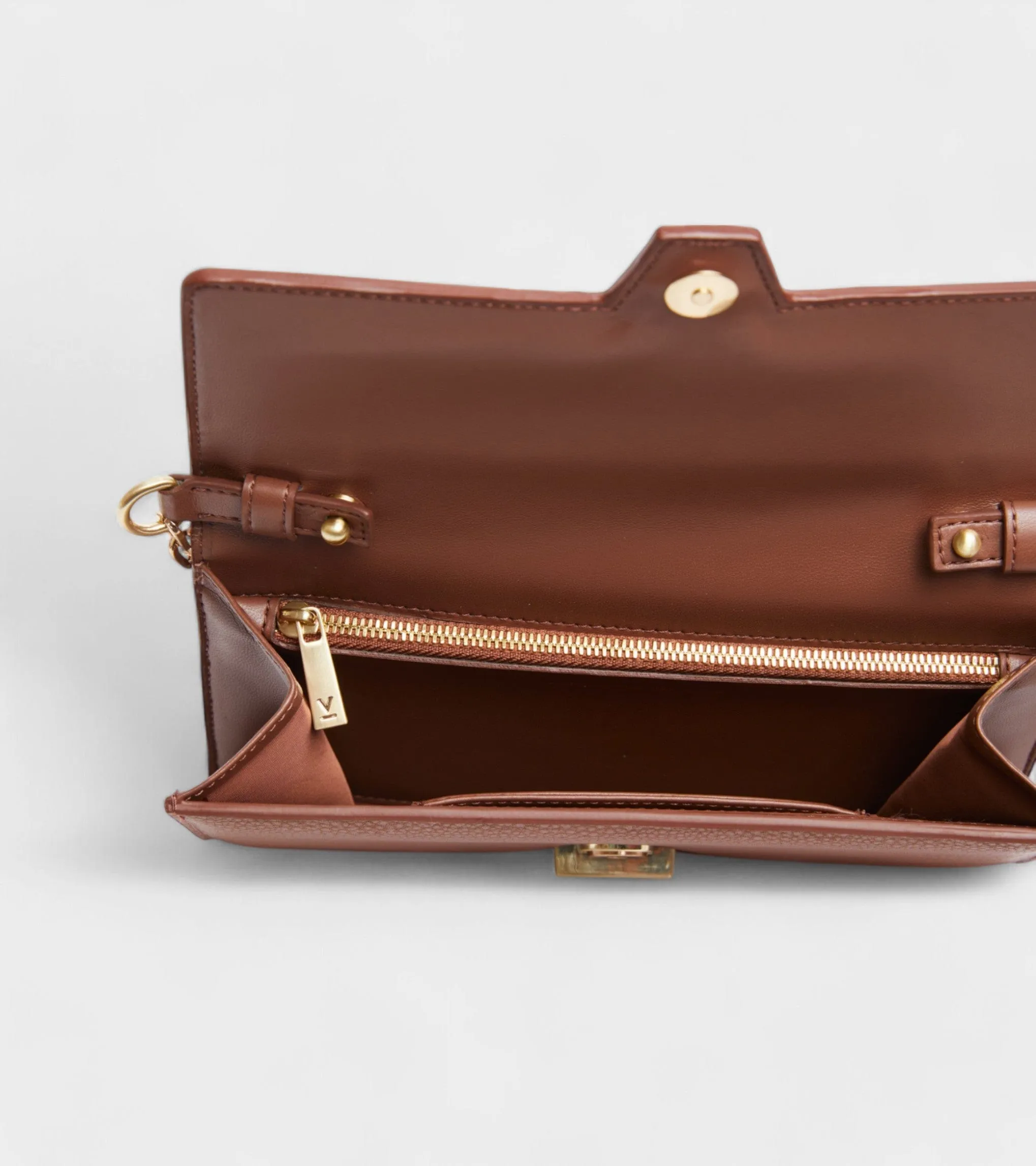 Luella Vegan Bio-Based Bamboo Leather Chain Purse | Brown