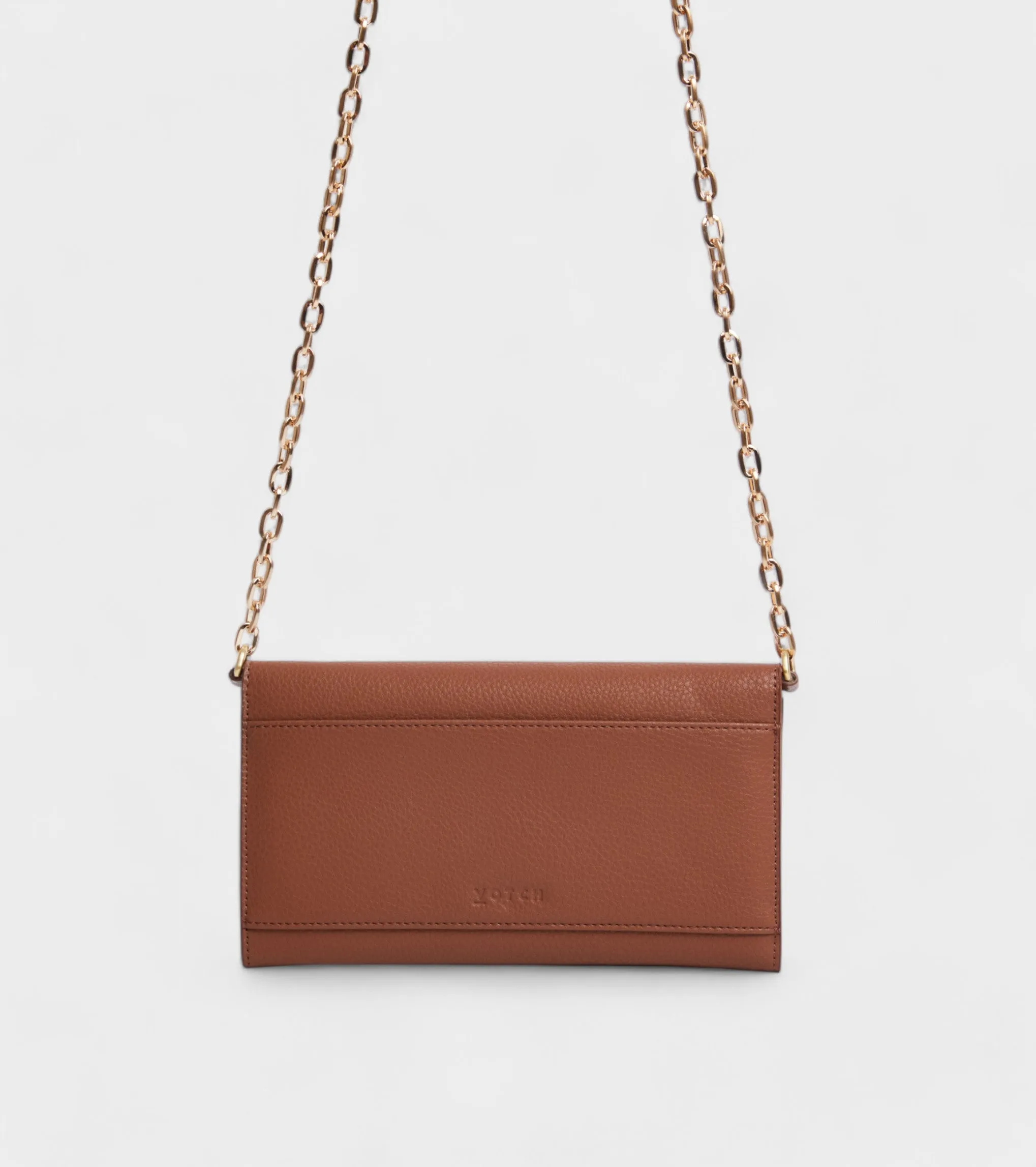 Luella Vegan Bio-Based Bamboo Leather Chain Purse | Brown