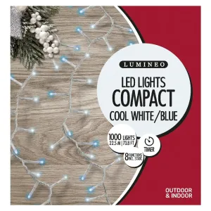 Lumineo 1000 Cool White & Blue LED Compact Christmas Lights (22.5m)