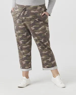 Luna Cropped Lounge Pant | Olive Green / Light Green