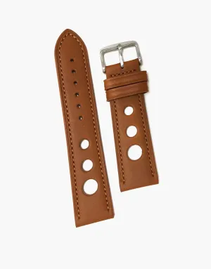 LUX Grand Prix Rally Genuine Calf Leather Vintage Strap Tan with Tan Stitching