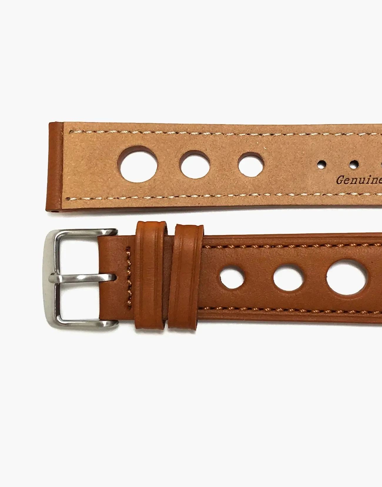 LUX Grand Prix Rally Genuine Calf Leather Vintage Strap Tan with Tan Stitching