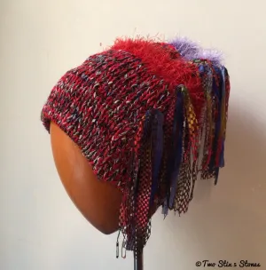 Luxe Red Tweed Signature *Funky Chic* Slouchy Beanie
