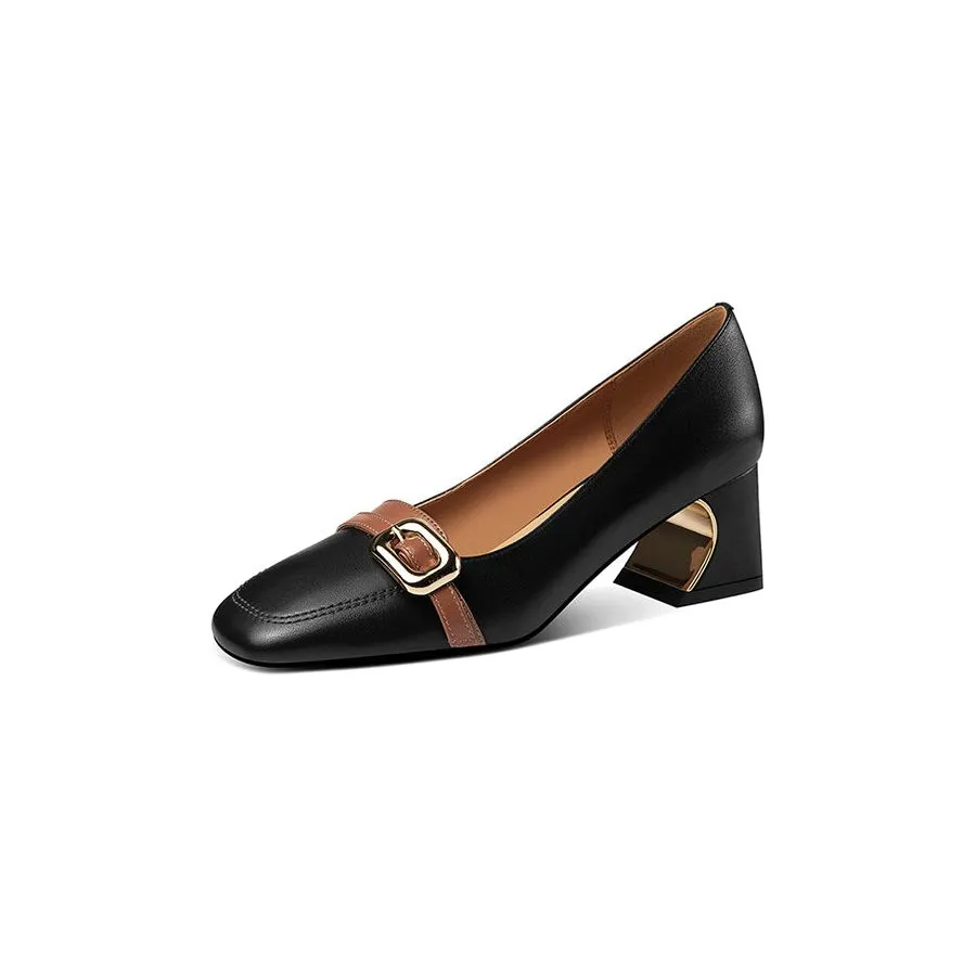 LuxeLeather Exotic Pattern Square Toe Pumps