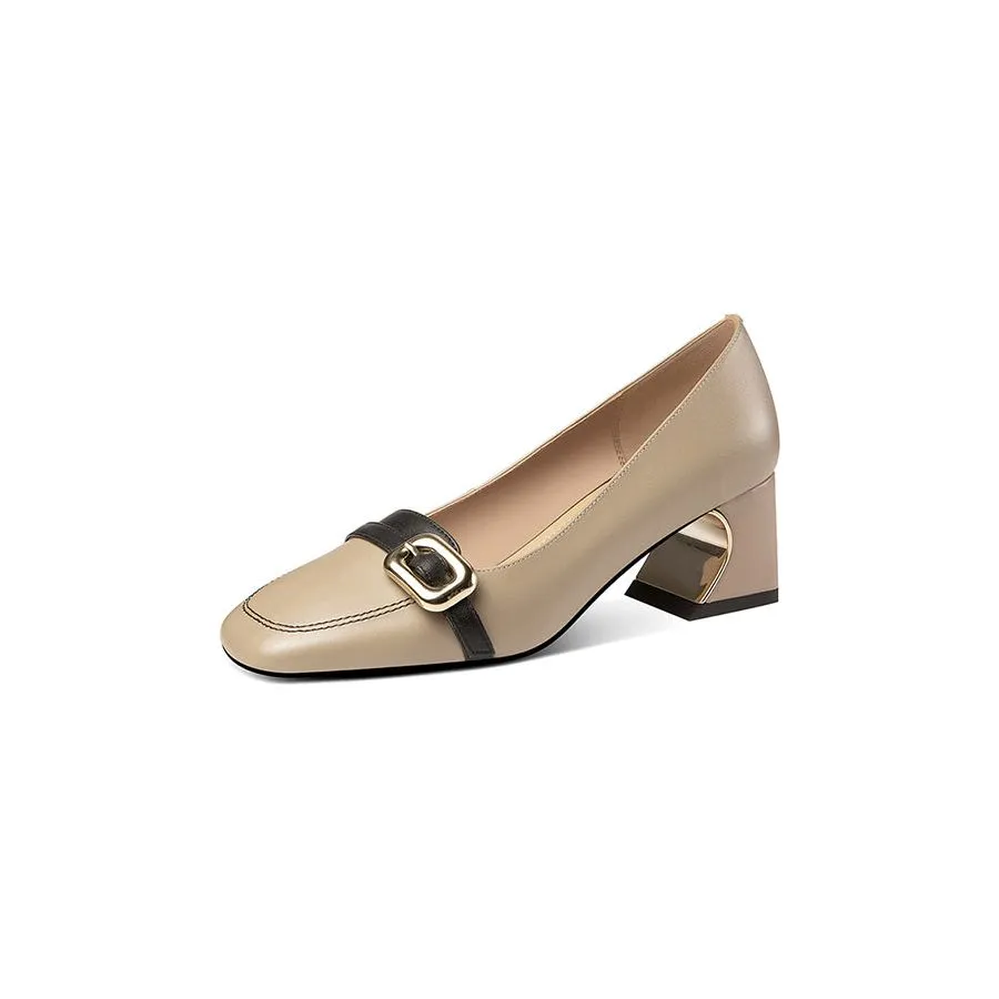 LuxeLeather Exotic Pattern Square Toe Pumps