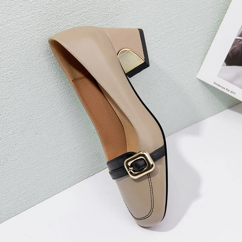 LuxeLeather Exotic Pattern Square Toe Pumps