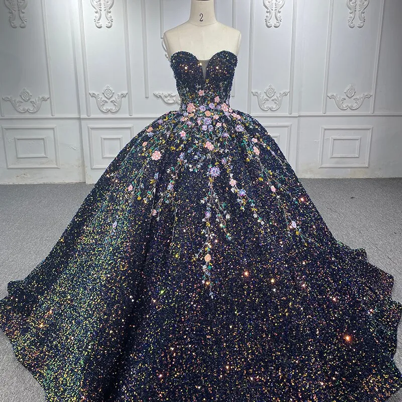 Luxury Black Quinceanera Ball Gown Dress