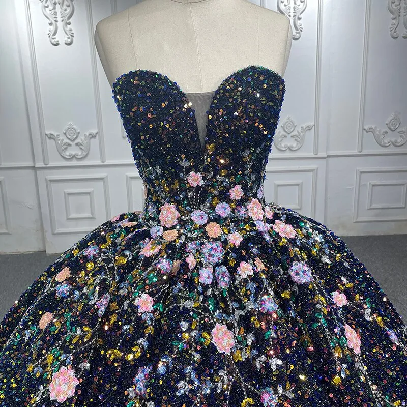 Luxury Black Quinceanera Ball Gown Dress