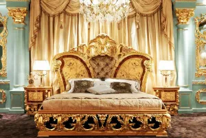 Luxury Classic European Style Carving King Size Bed