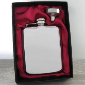 Luxury Hip Flask 6oz Shiny Steel