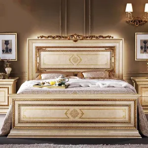 Luxury Modern Arabian Style Solid Teak Wood Carving Bed