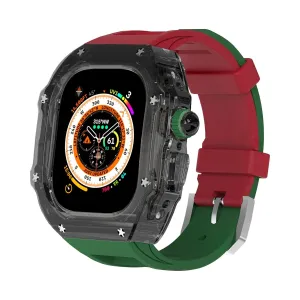 Luxury Transparent Case for Apple Watch Ultra 2 Band 49mm 9 8 7 45mm Modification Kit Rubber Strap for Iwatch Series 6 SE 5 44mm