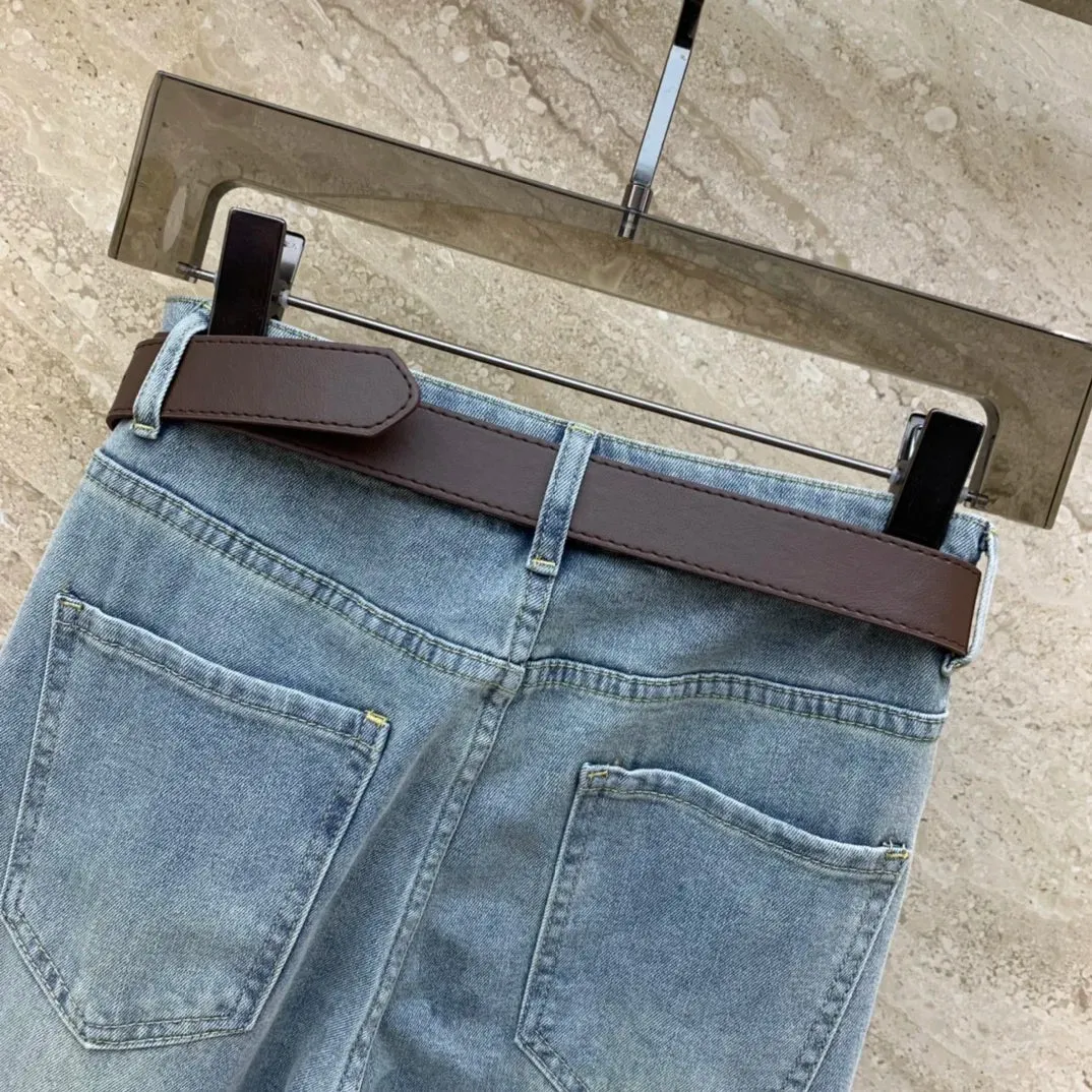 LVSANW Casual and Versatile 2024 Spring Summer New Loose Floor Mopping Pants Belt Slim Fit Ladies Jeans