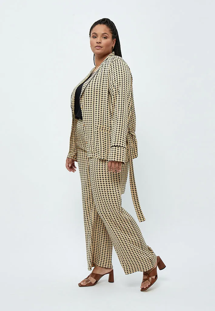 Lykke Wide Leg Pants Curve - Warm Sand Print