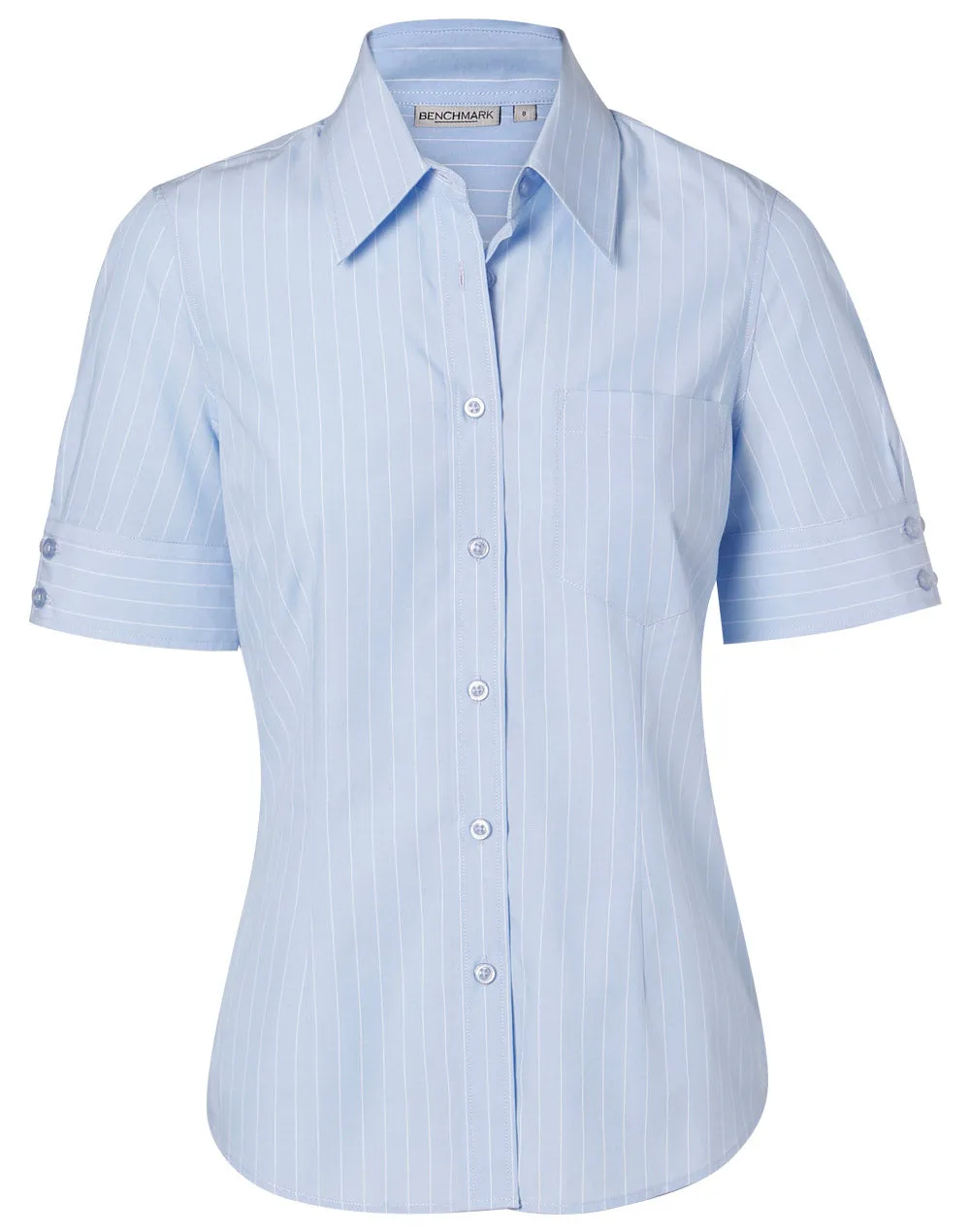 M8224 Women's Pin Stripe Short Sleeve Shirt