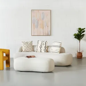 MAGNUS - Cream Fabric 3-Seater Sofa