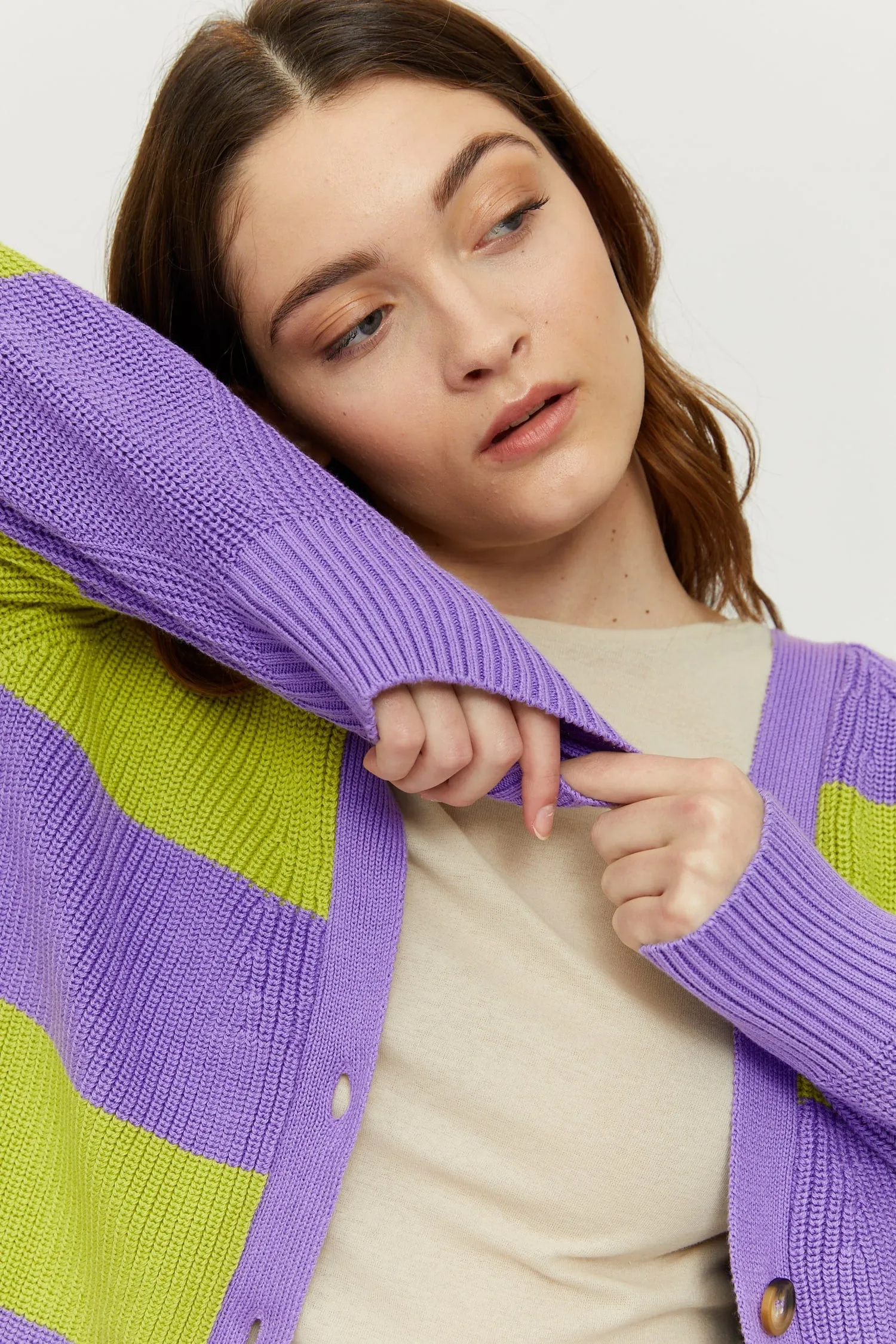 Mala Striped Cardigan Purple/Green