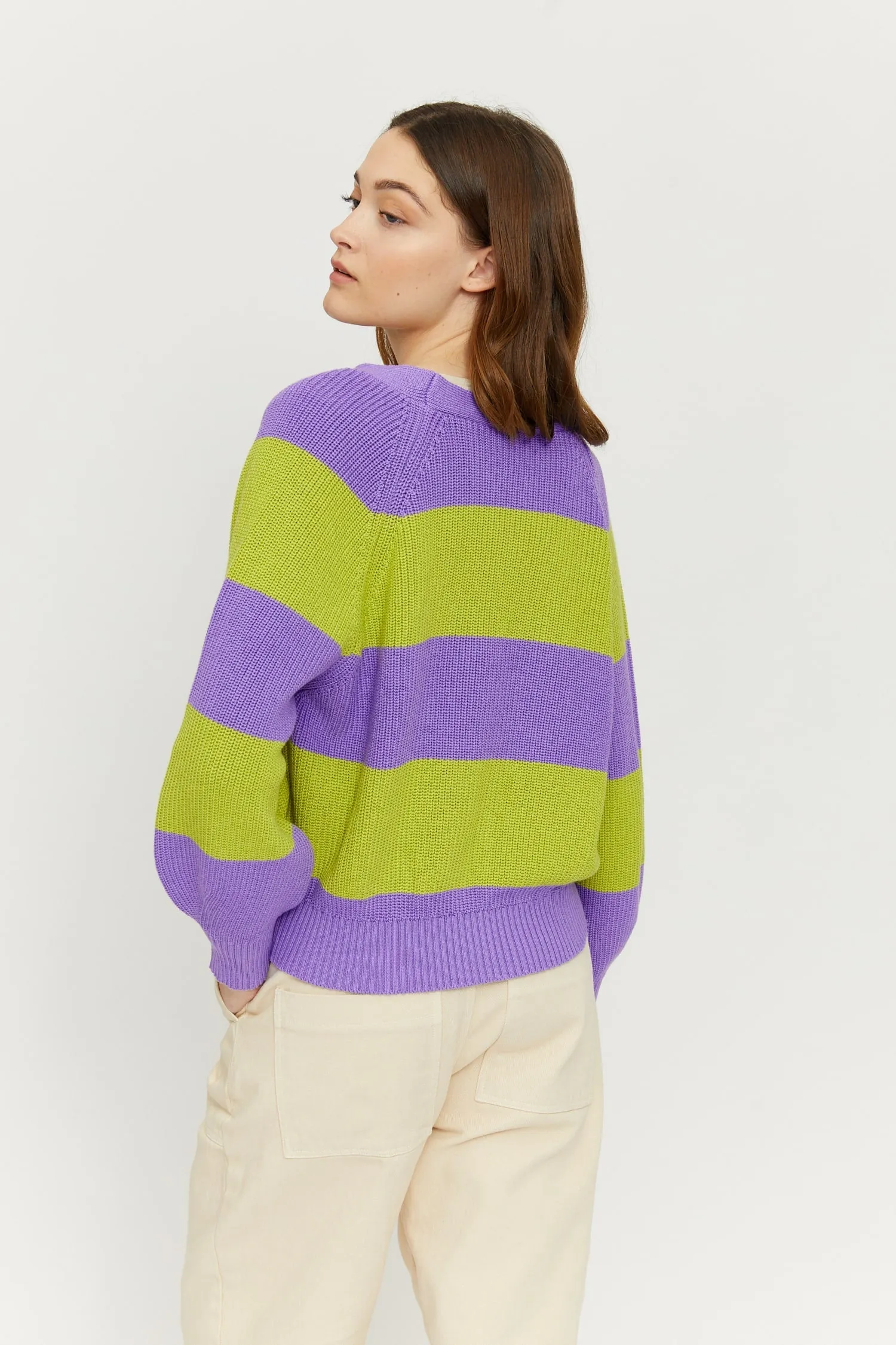 Mala Striped Cardigan Purple/Green