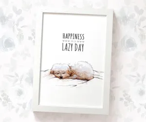 Maltese Dog Print "Happiness is a Lazy Day"