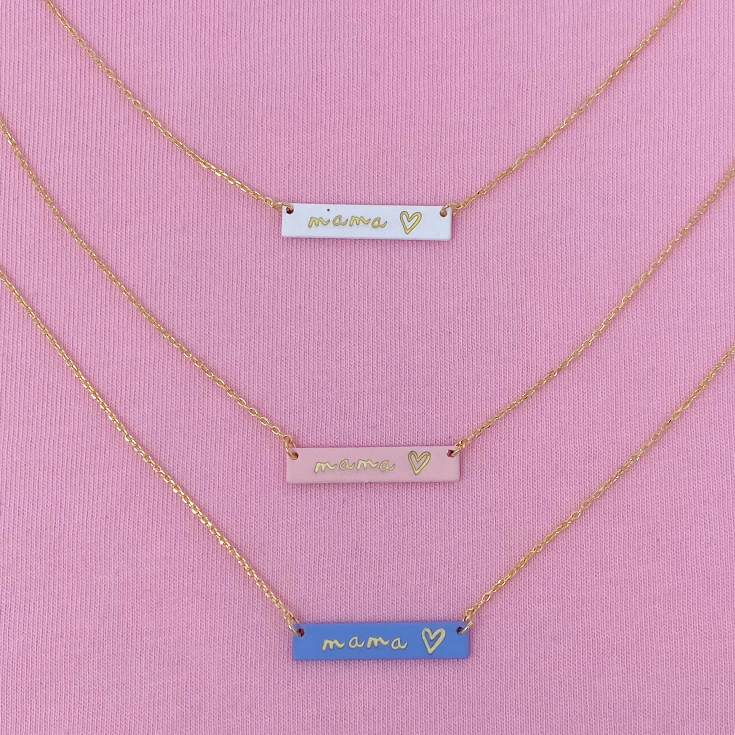Mama Bar Heart Necklace: Sky