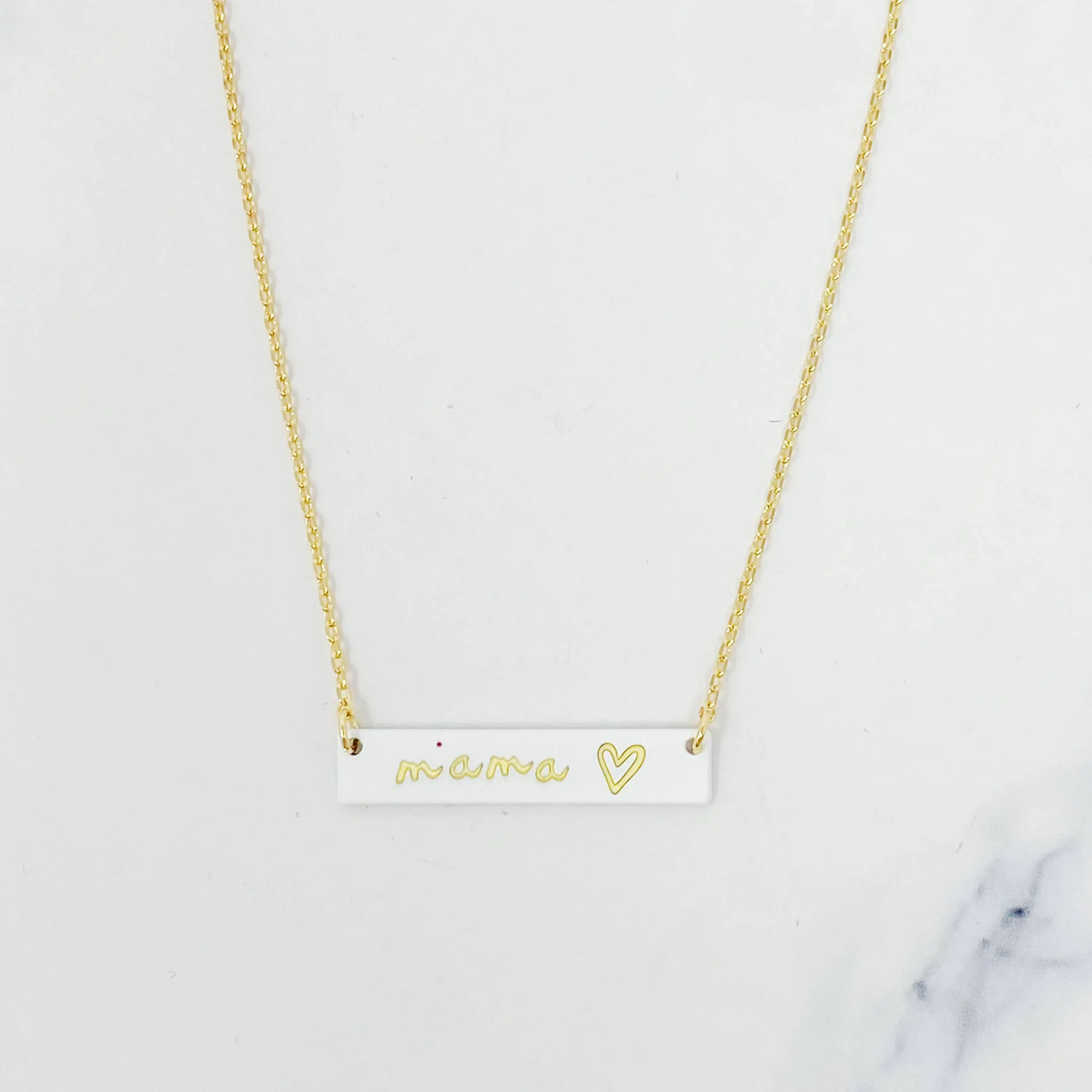 Mama Bar Heart Necklace: Sky