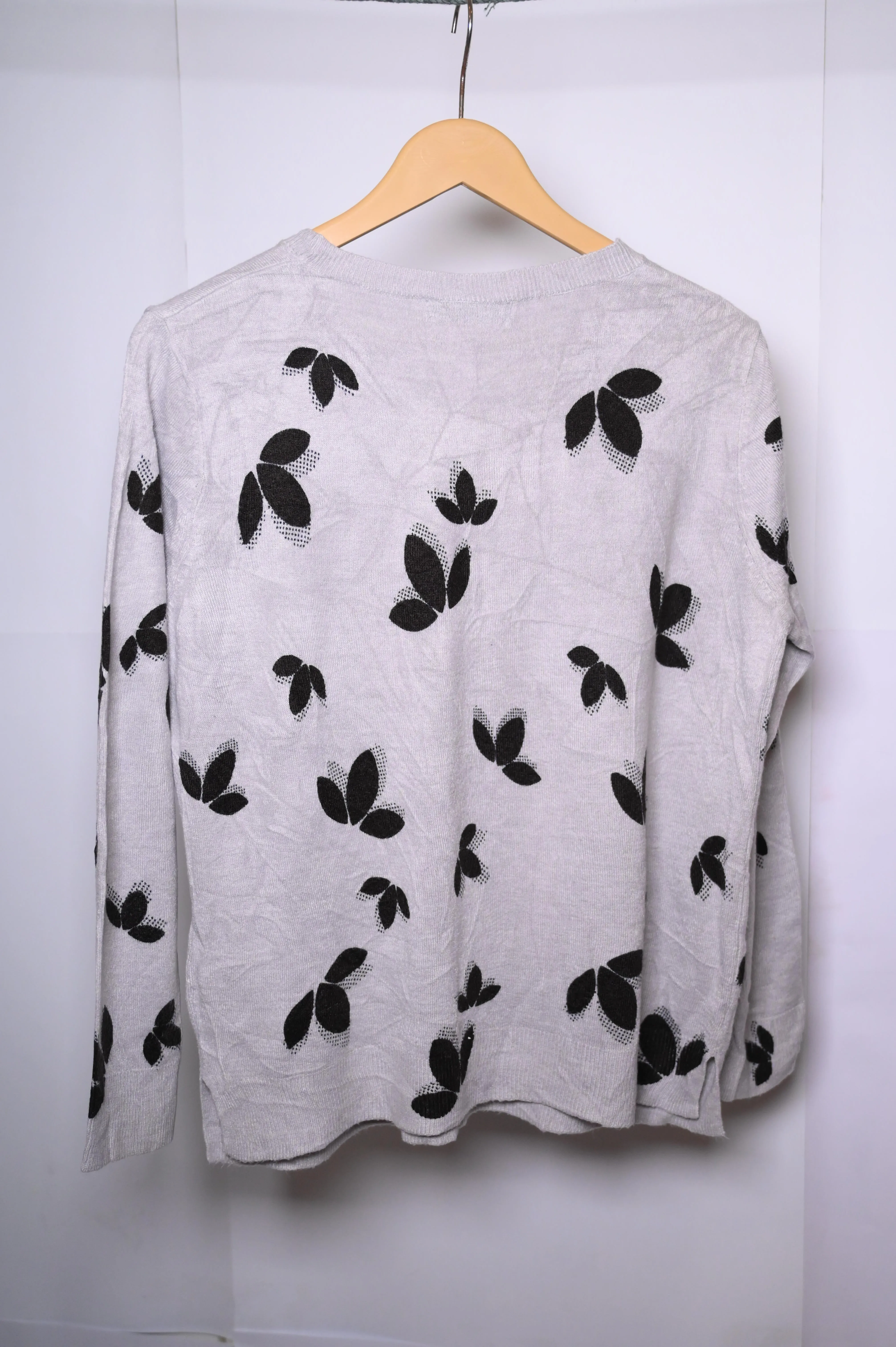 M&S Grey Sweater with Black Butterfly Print