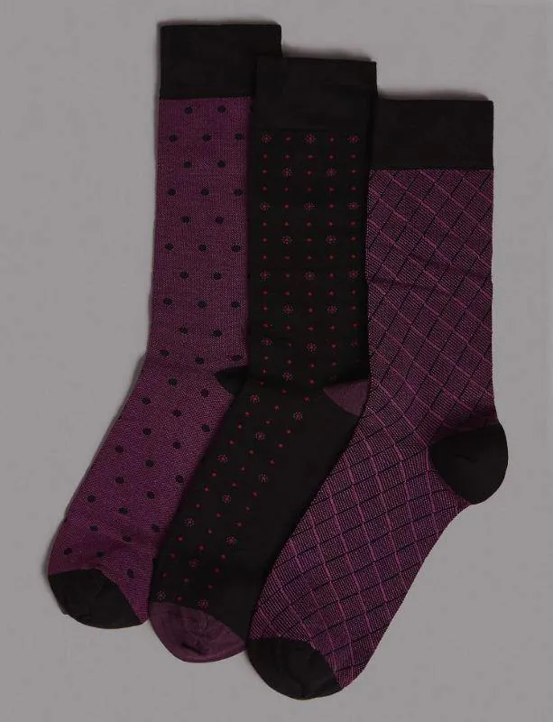 M&S Men 3 Pairs Modal Bland Socks T10/9891