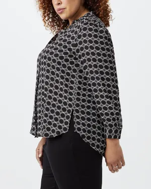 Marceline Notched Collar Blouse | Black / Ivory
