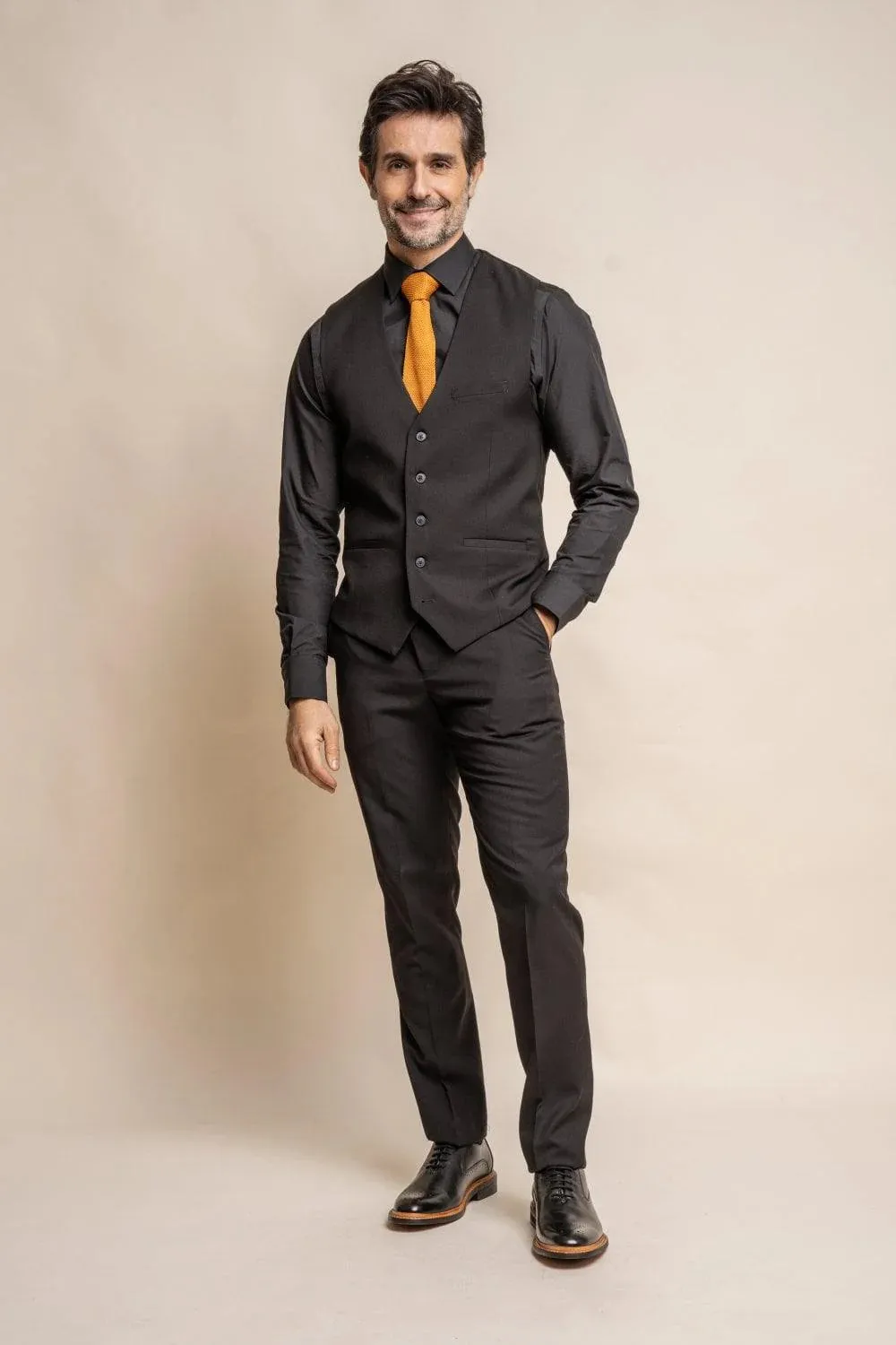 Marco Black Regular Three Piece Suit