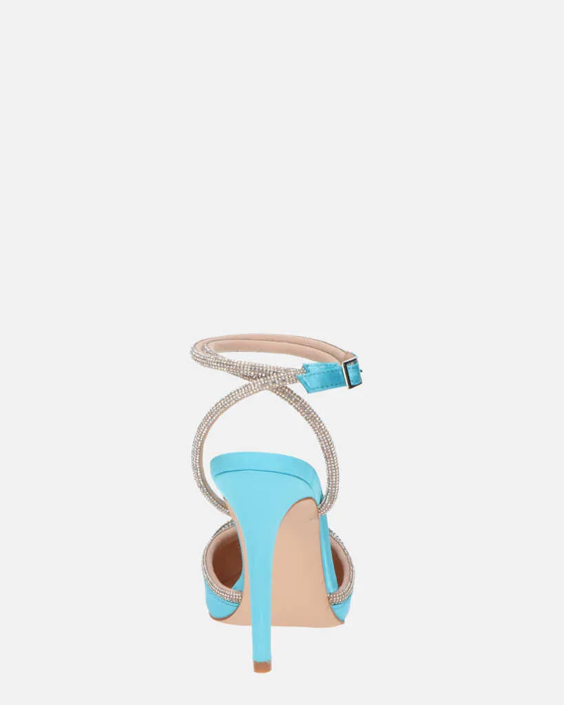 MARETA - scarpe con tacco blu con brillantini e fiocco glitter