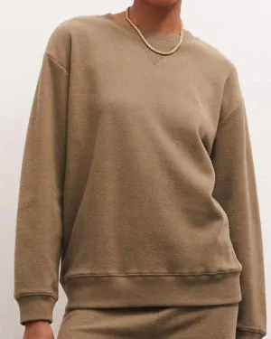 Marina Brushed Rib Sweatshirt in Kelp | Kelp