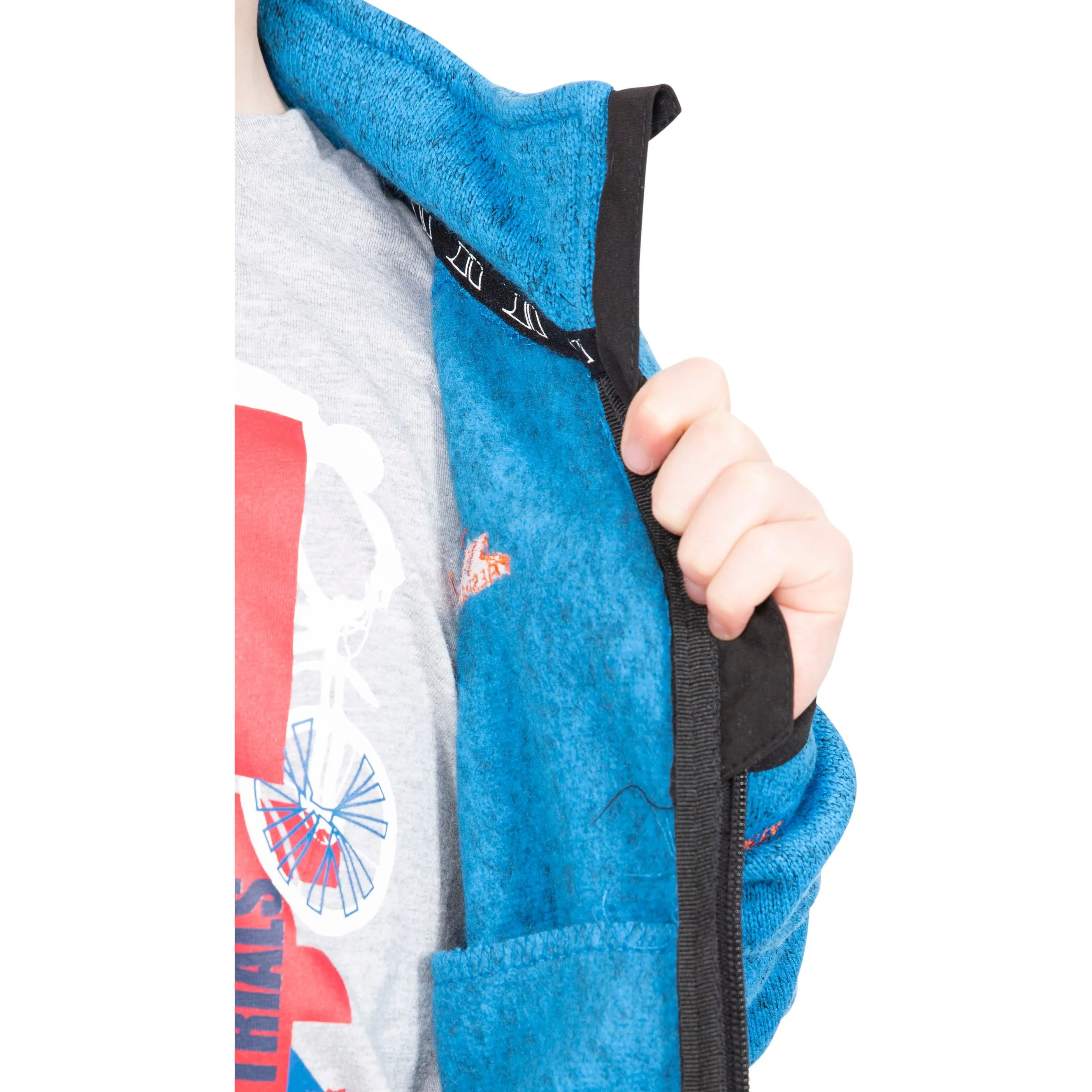 Mario Boys Full Zip Fleece Jacket in Blue Marl