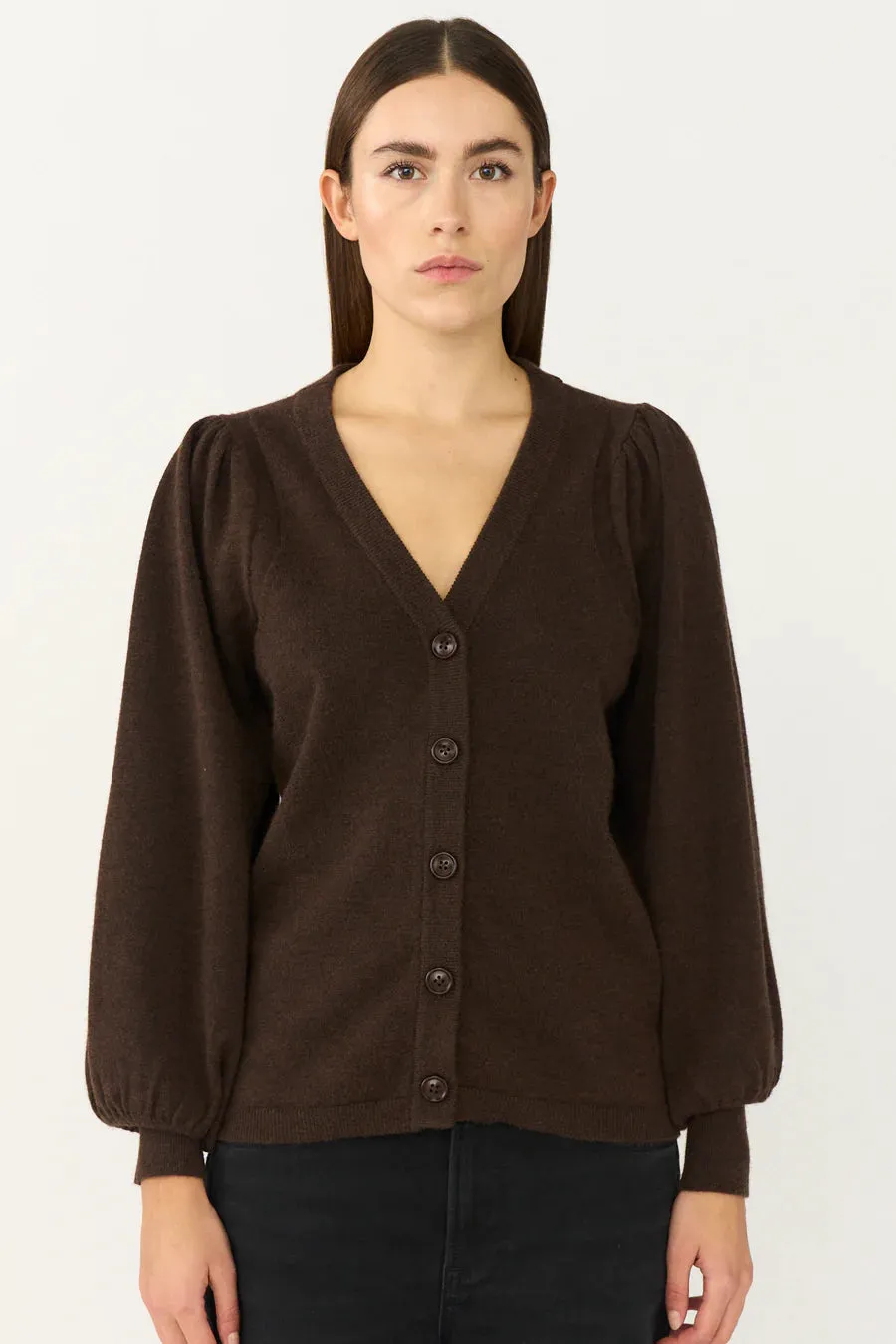 Marion Puffy Cardigan Chocolate