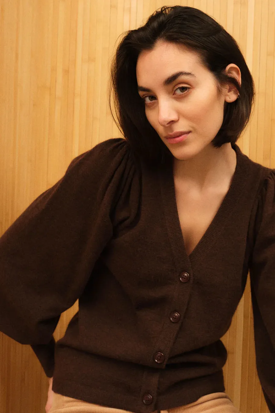 Marion Puffy Cardigan Chocolate