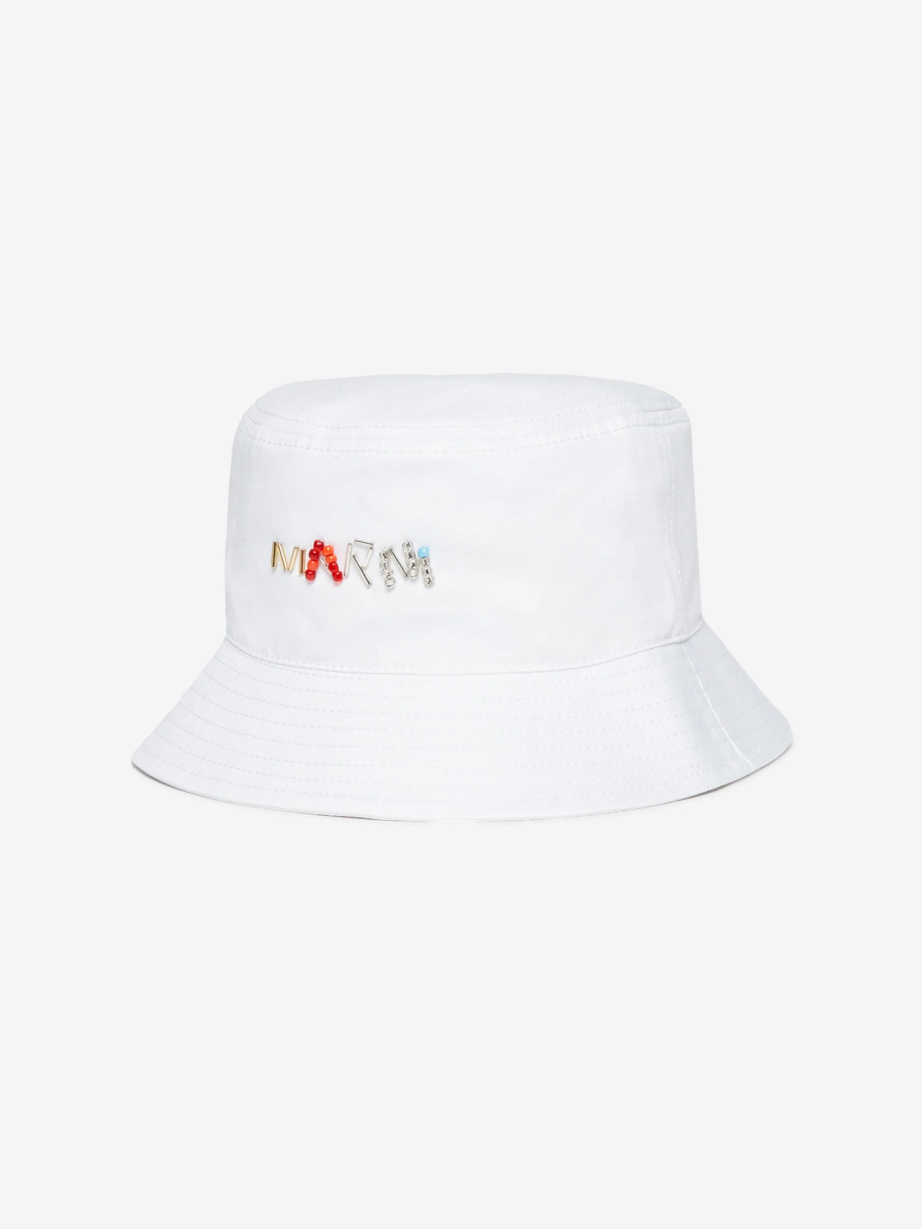MARNI Girls Logo Bucket Hat in White
