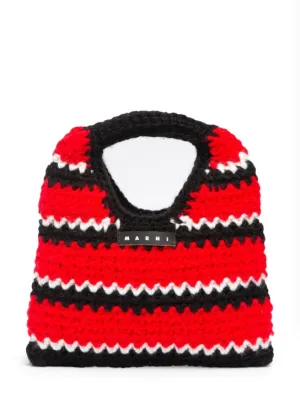 Marni Junior   Striped crochet mini top handle bag 