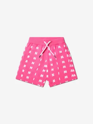 MARNI Kids Logo Print Shorts in Pink