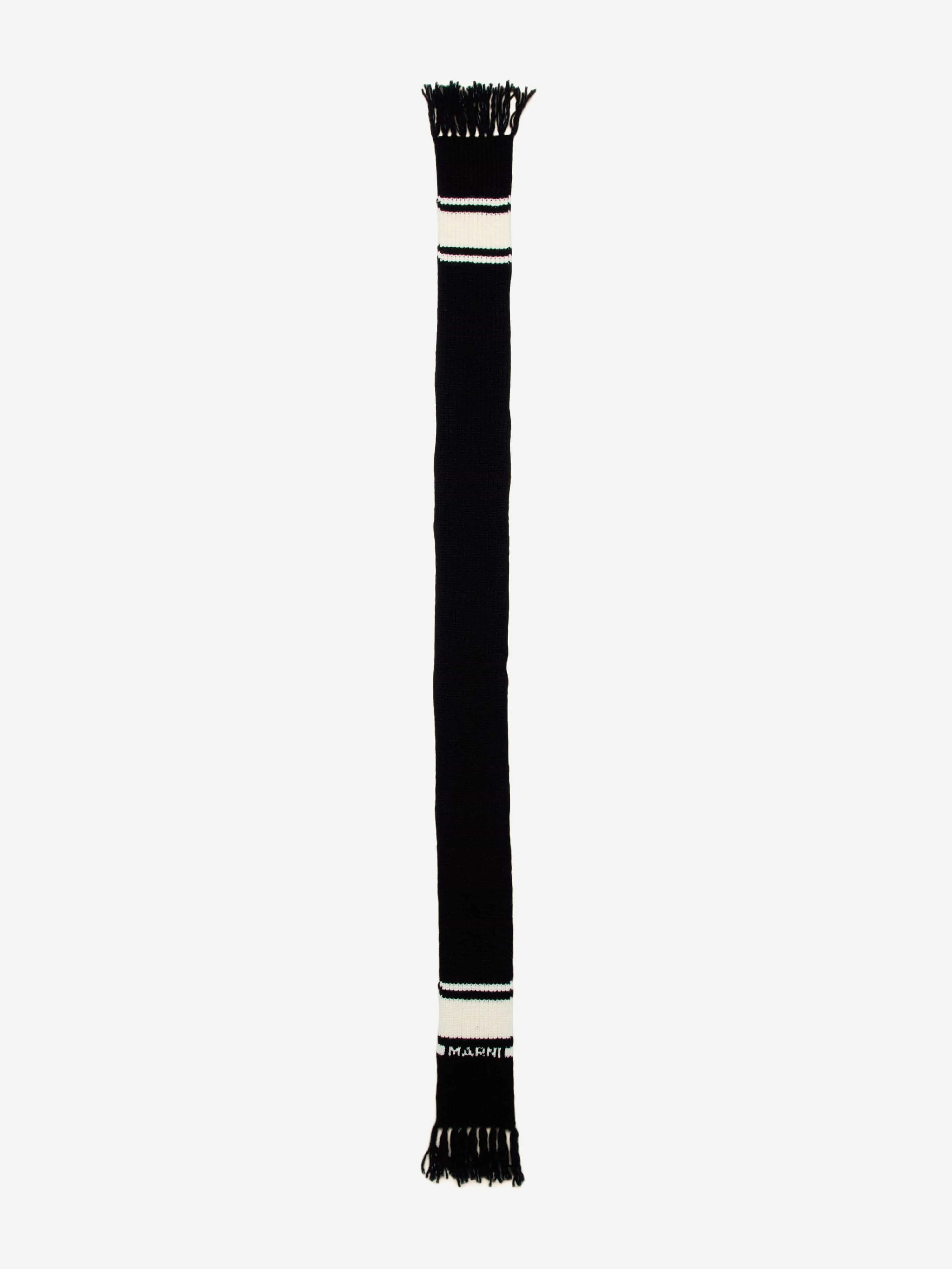 MARNI Kids Striped Knitted Scarf in Black