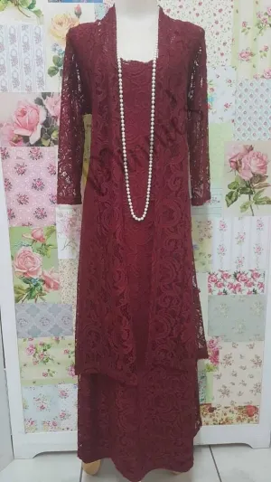 Maroon 3-Piece Dress Set SH053