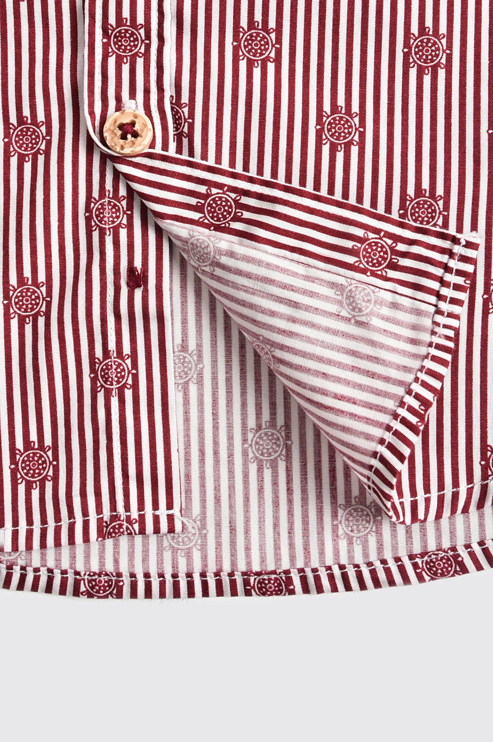 Maroon Striped Print Casual Shirt