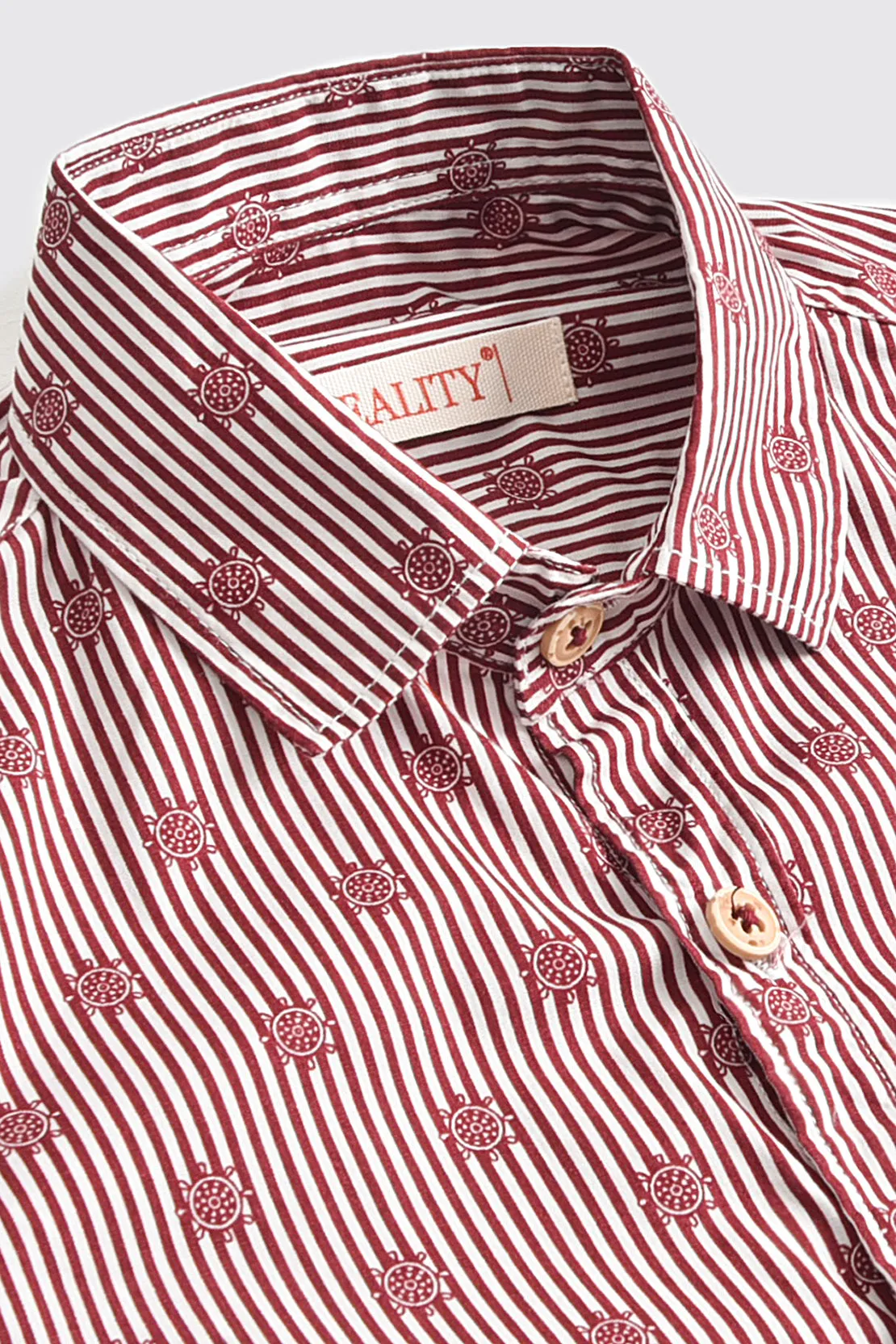 Maroon Striped Print Casual Shirt